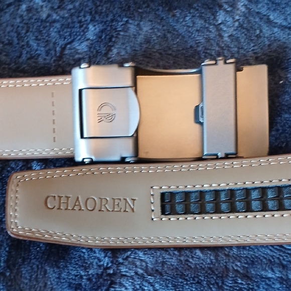 Men's Chaoren Brown Sliding Ratchet Adjustable Belt - Picture 2 of 5